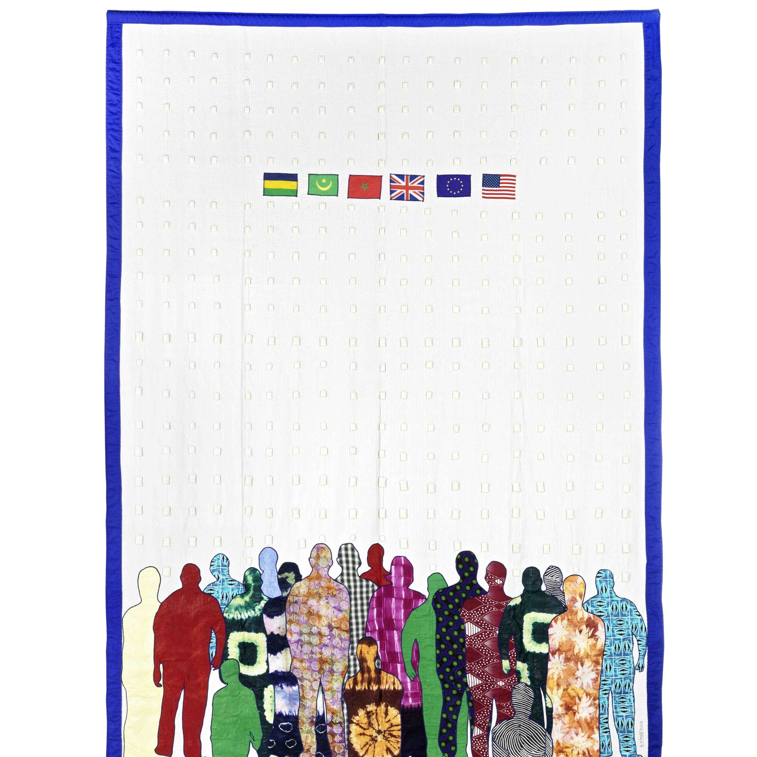 Abdoulaye Konaté, Generation Biométrique no. 5, 2008-2013, Textile, 317  × 227  cm, Courtesy of the artist and Modern Forms