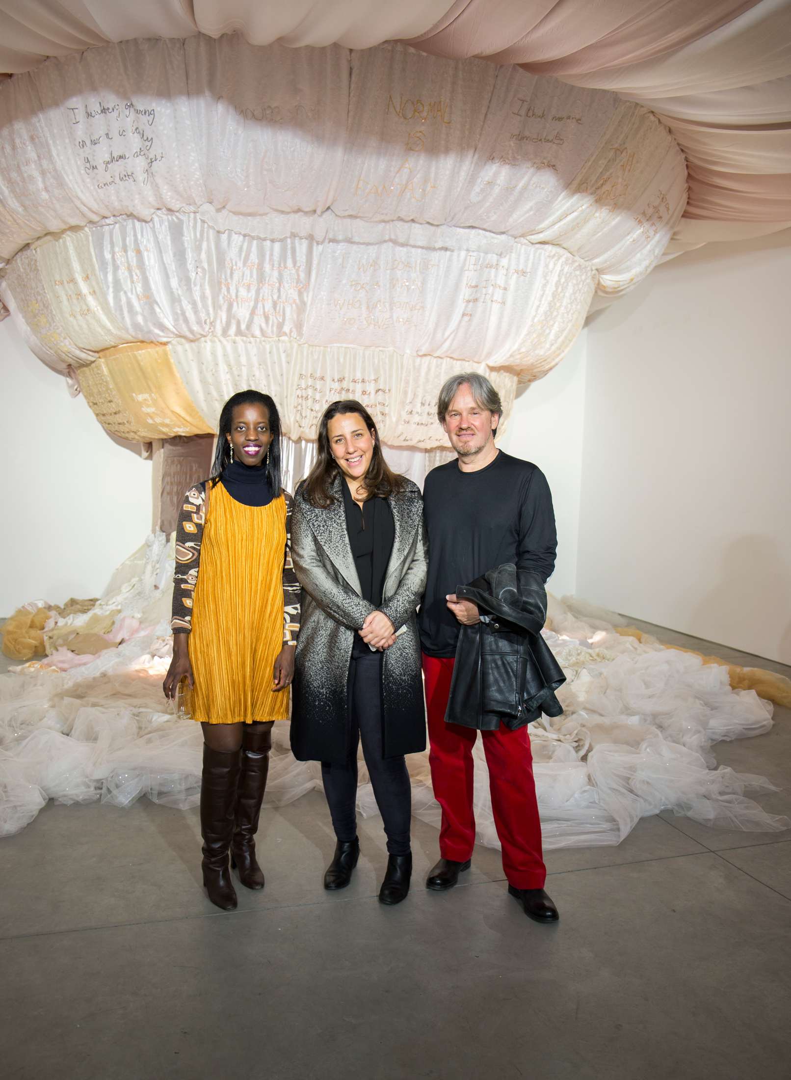 Siima Itabaaza and Gary Van Wyk from Axis Gallery, surrounding Touria El Glaoui, director 1:54 at 1:54 cocktail, Richard Taittinger Gallery, April 7, 2016