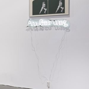 Jamilah Sabur, Äußerung, 2023, Neon and aluminium tray framed ink jet print, 86 x 42 cm. Courtesy of the artist and Copperfield Gallery